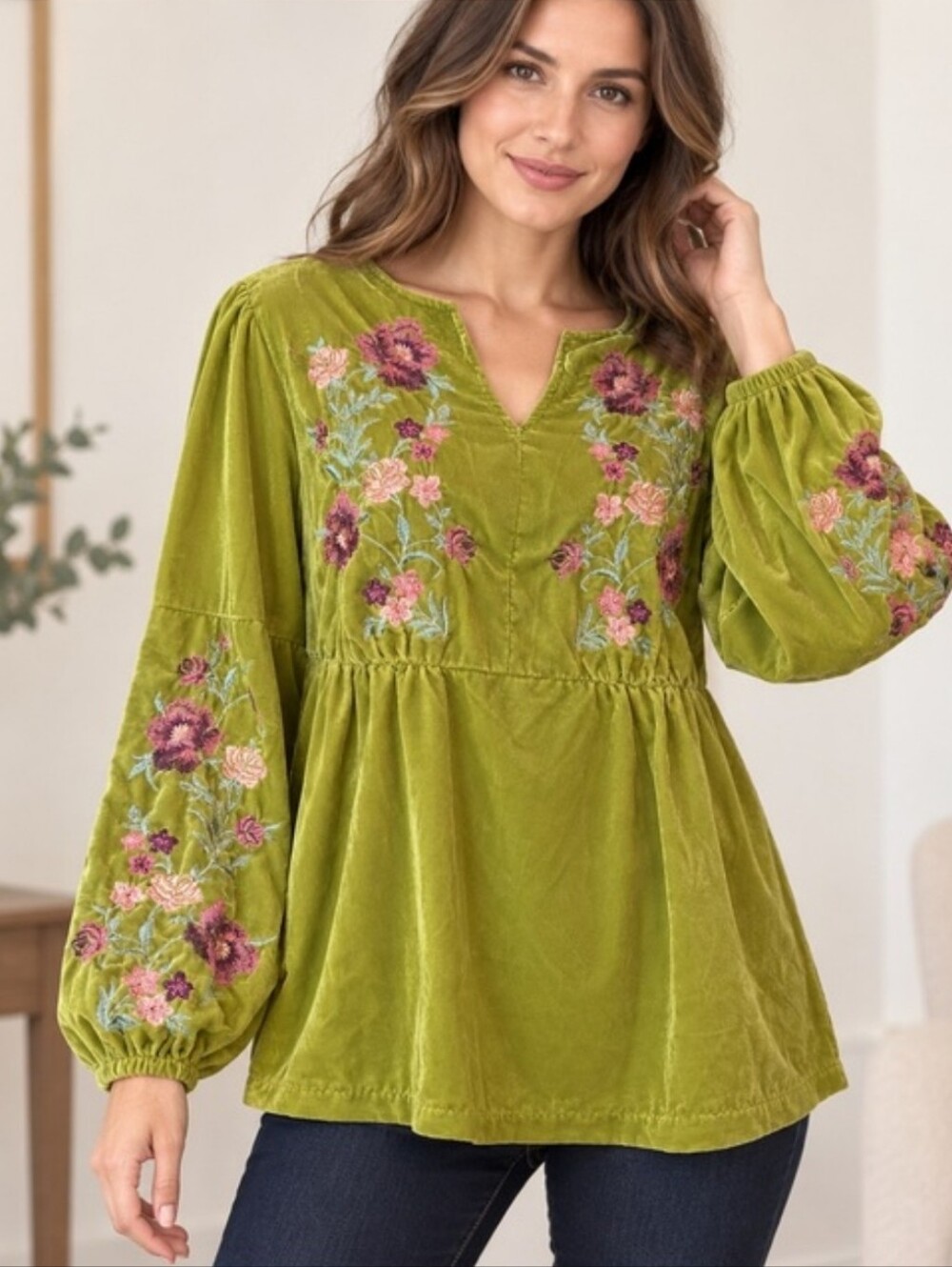 Antthony Original  Embroidered Velvet Top/Tunic